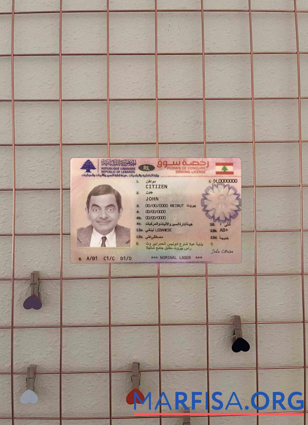 Downloadable Lebanon driving license version 2 photolook download for verification